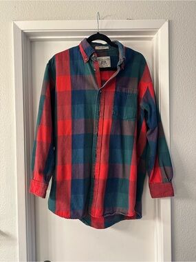 John Ashford Red & Green Plaid Button-Down Shirt